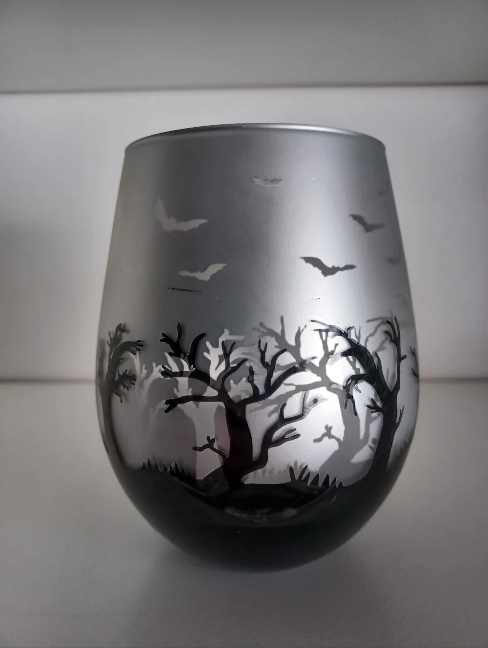 Halloween Witch Tree Wine Tumbler/Glass Holiday Spooky Collectible Drinkware